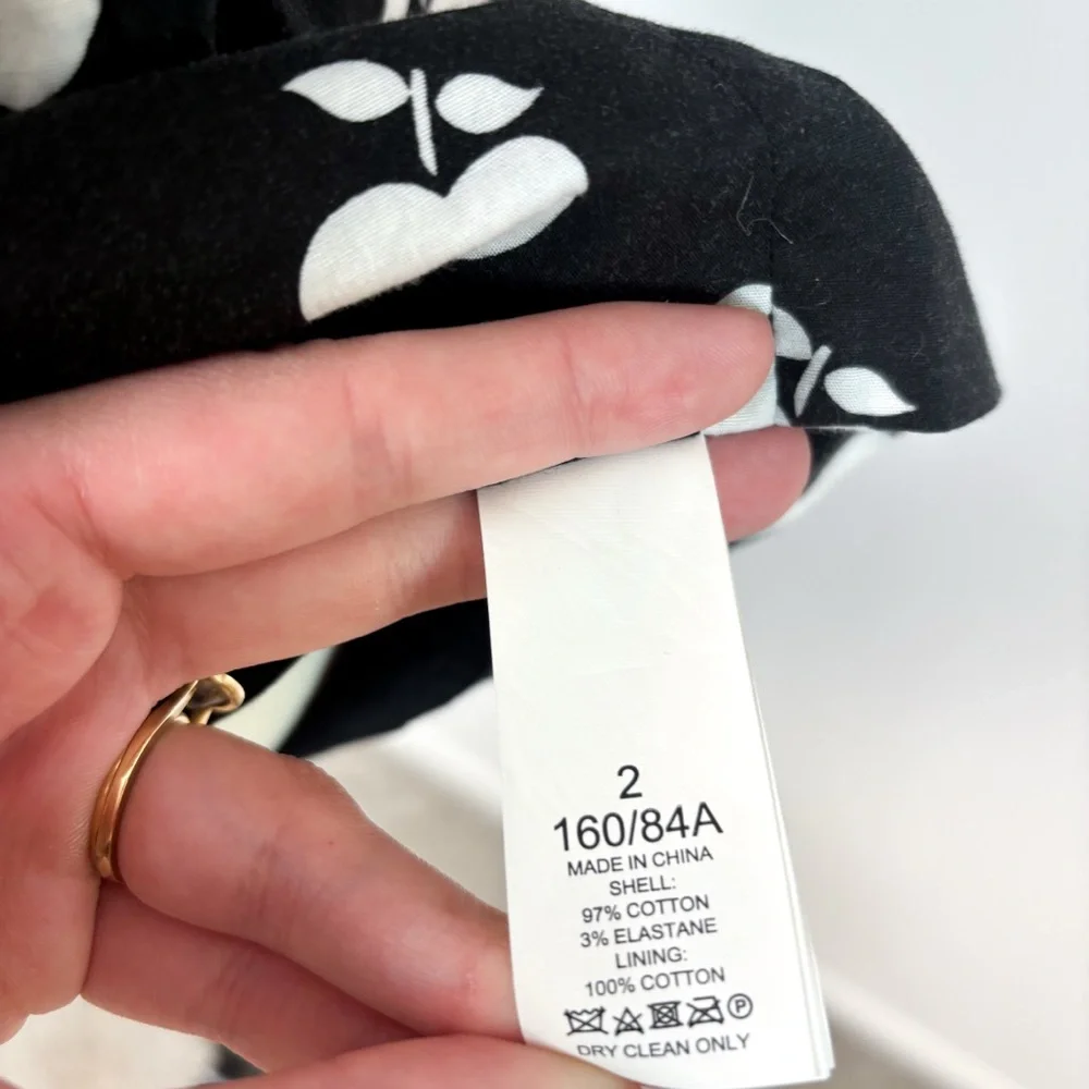 NEW Kate Spade Apple Toss Taxi Black‎ White Puff Sleeve Dress